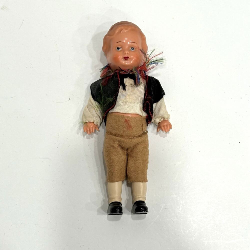 EDI German Boy Celluloid Doll Dressed Germany VINTAGE